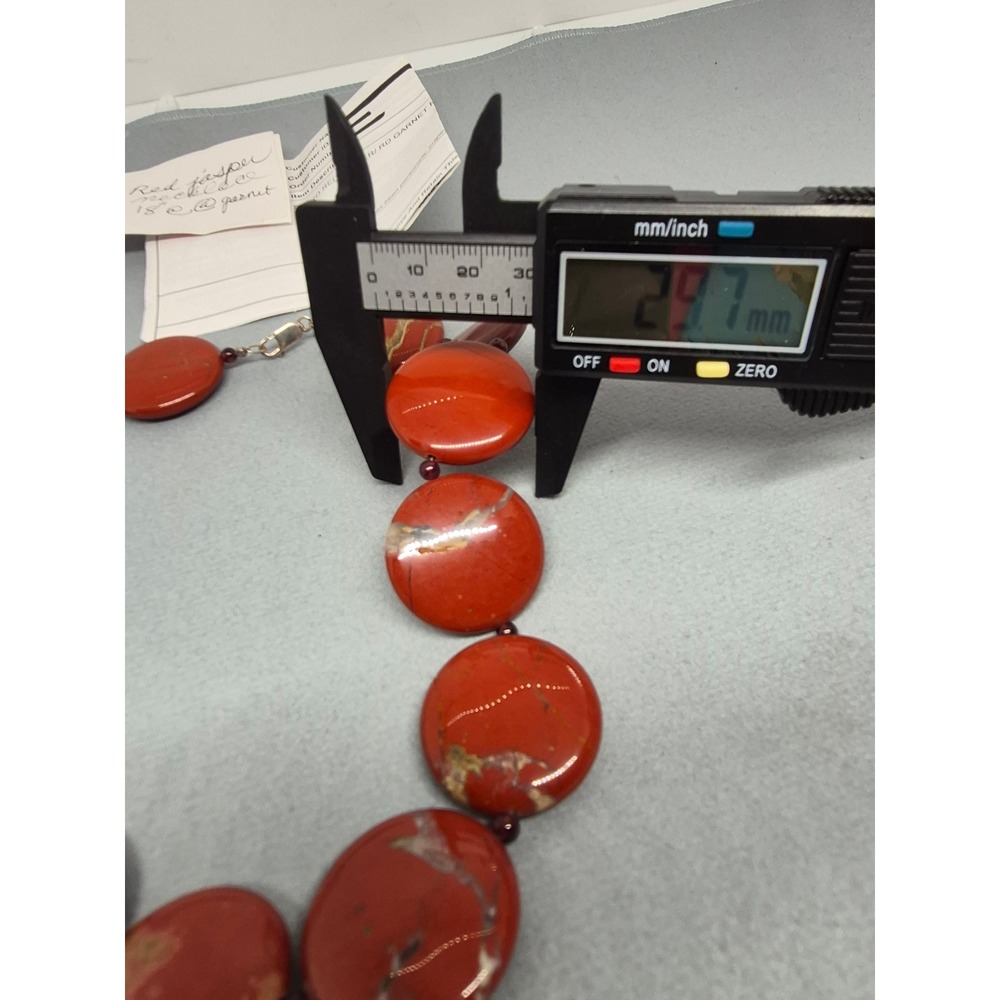 Vintage Chunky Necklace Red Jasper Sterling Silver Garnet Bead Statement - Picture 5 of 12
